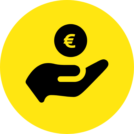 Pictogram met hand en euroteken